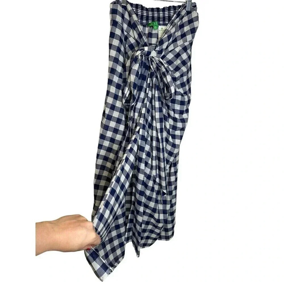J. Crew Draped Beach Sarong in Blue Gingham Size Medium Beach Coverup - Picture 4 of 8